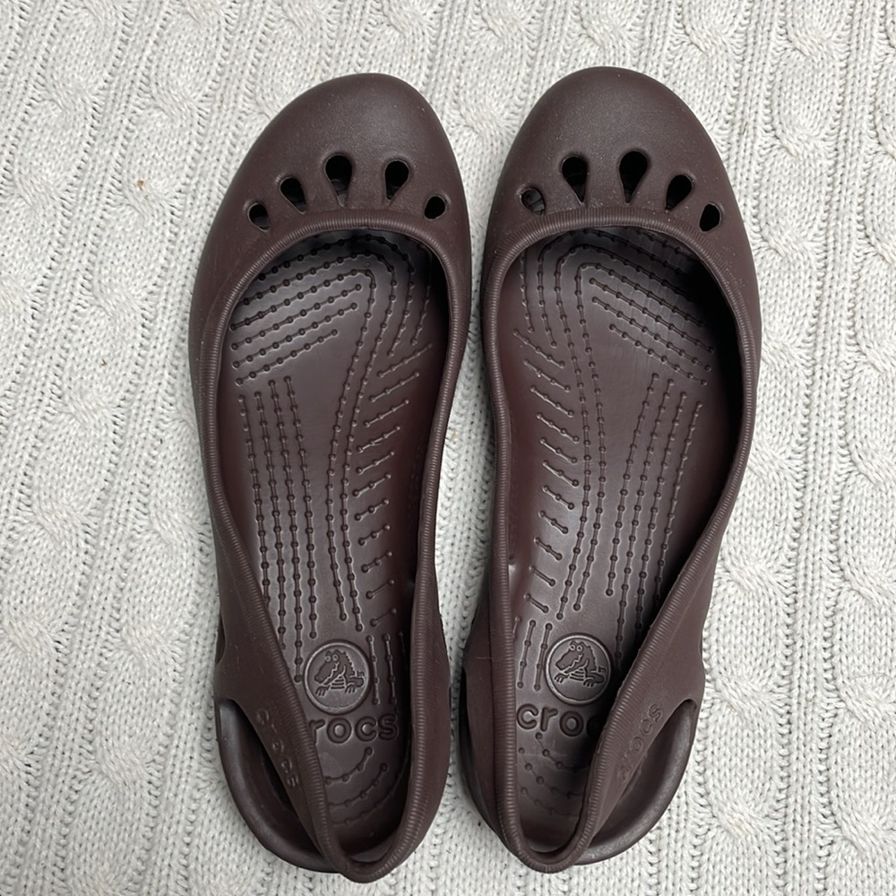 Women’s sz 8 Crocs Brown Malindi Ballet Slip-ons Slingback Flat Shoes Chocolate - Picture 6 of 10